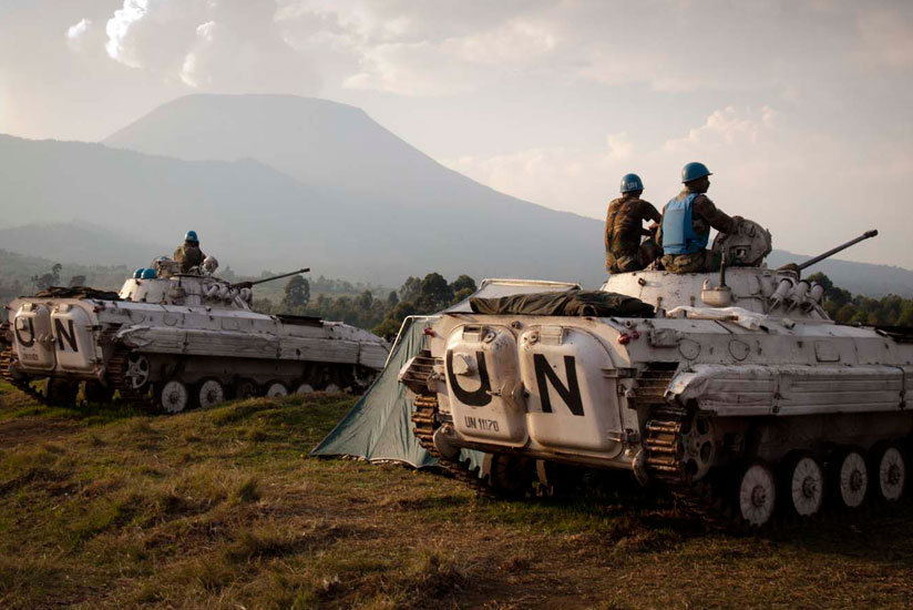 UN soldiers on patrol in DR Congo but FDLR continue to cause instability. (Internet photo)