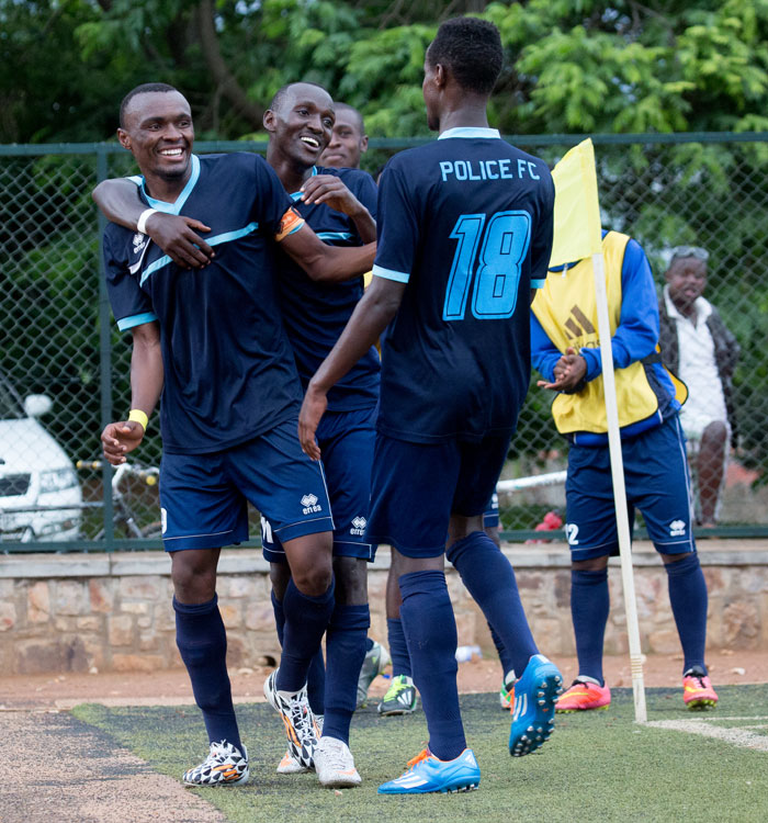 Police FC players celebrate after a recent victory. Their Coach says the club is still in contention for the title race. (File)