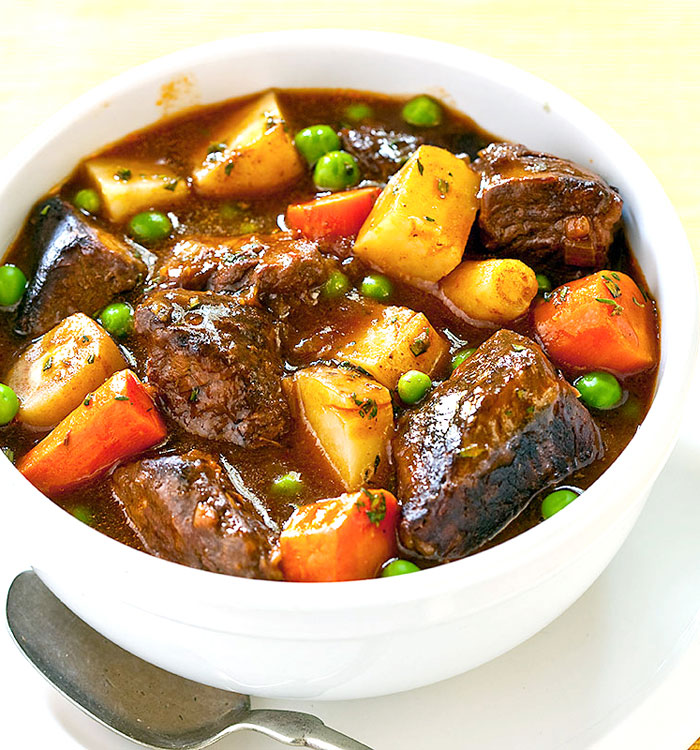 For a good filling, add veggies like potatoes and carrots to the stew. 