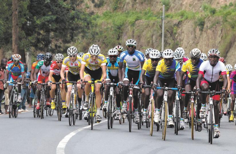 Team Rwanda riders lead the way during last yearu2019s Tour du Rwanda. The team returned home from Egypt yesterday. (File)