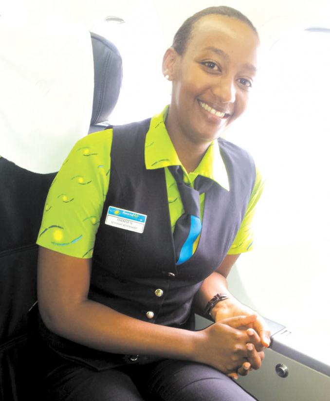 Umurungi inside a RwandAir plane. 