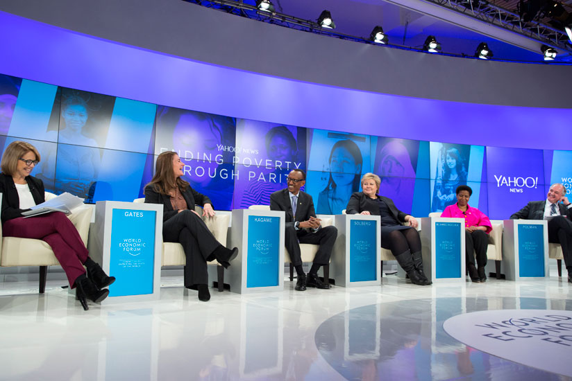President Kagame and other panelists during discussion on promotion of gender parity at the just ended World Economic Forum in Davos. (Village Urugwiro)
