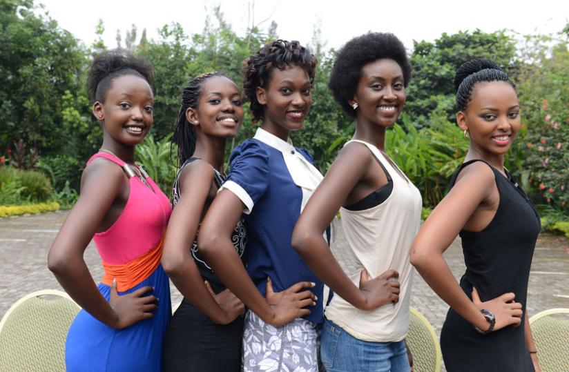 The five young women who were picked to represent the Northern Province at the ongoing Miss Rwanda 2015 competition. (File)