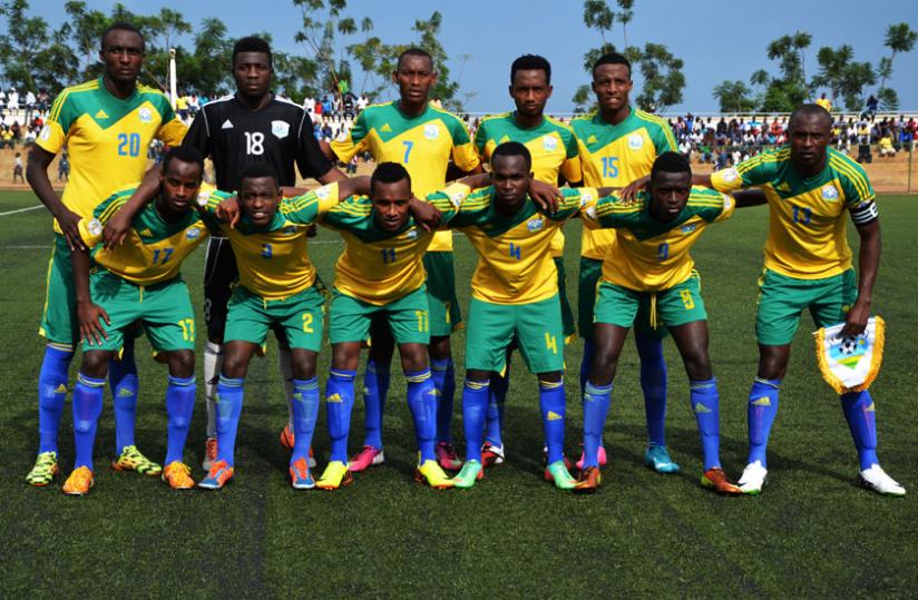Amavubi squad before a past match. The team currently has Britton Lee Johnson as its stand-in coach after his compatriot Stephen Constantine stepped down to take up a similar position in India mid this month just six months after he was appointed coach. (File)