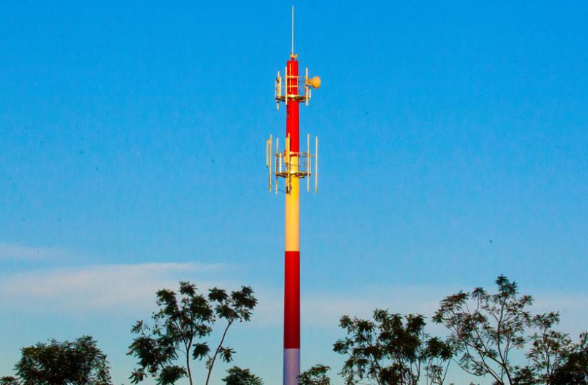 The newly-installed Fourth General Long-Term Evolution mast in Nyamirambo, a Kigali suburb. The government is considering halving prices for 4G Internet. (Timothy Kisambira)