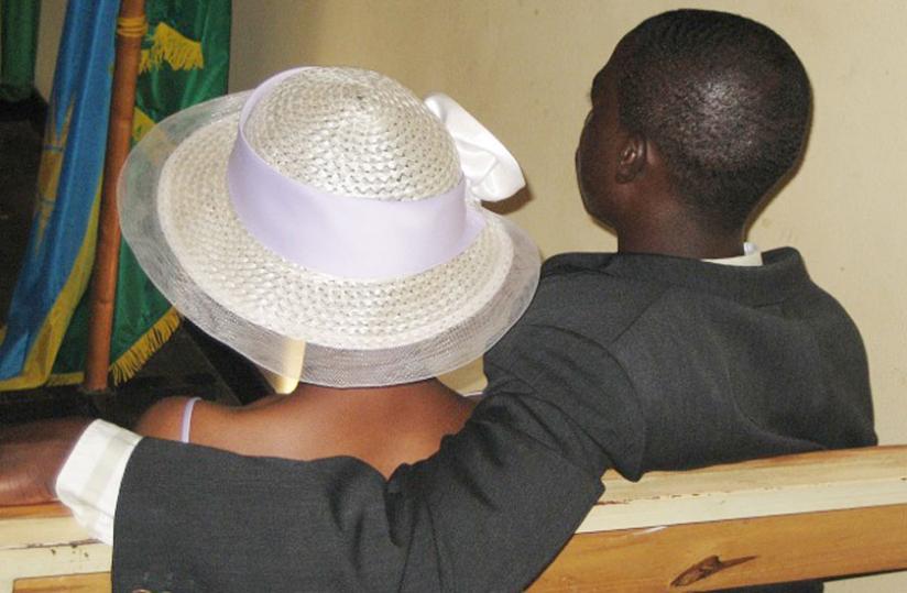 A couple attends its civil marriage at Umurenge. (File)