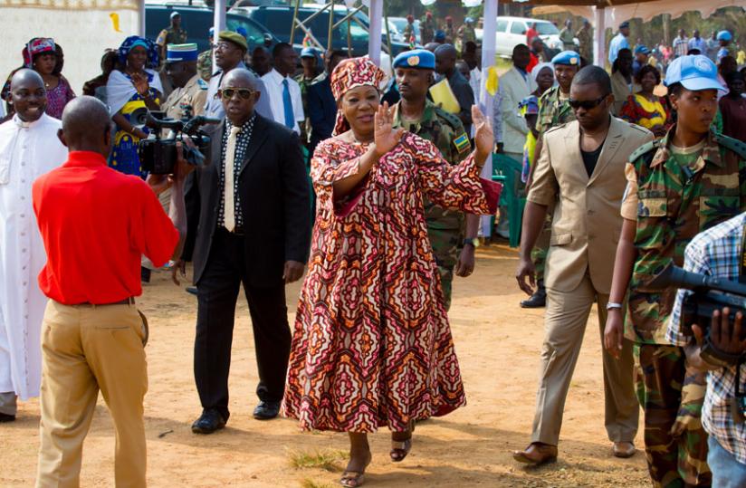 President Samba-Panza arrives for a function in Bangui last week. (Timothy Kisambira)