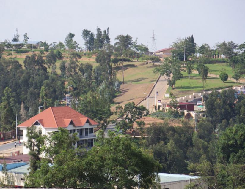 An earial view of Nyamagabe urban centre. Authorities are investing in infrastructure  development to help spur growth and generate more revenues. (Jean Pierre Bucyensenge)