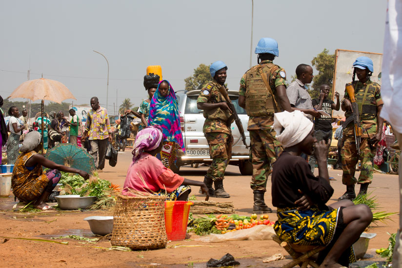 In the market such as this one in Bangui, Muslims and Christians trade freely. (Timothy Kisambira)