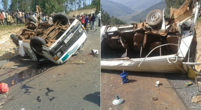 At least five people were killed when the car overturned. (Courtesy of Igihe.com)