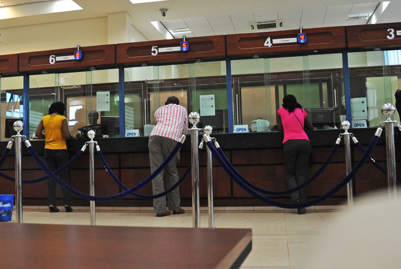 Customers seek financial services from a bank in Kigali. (File)