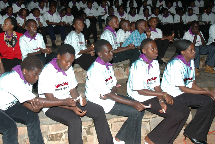 Young survivors honour victims of the Genocide at Kigali Genocide Memorial in 2012. (File)