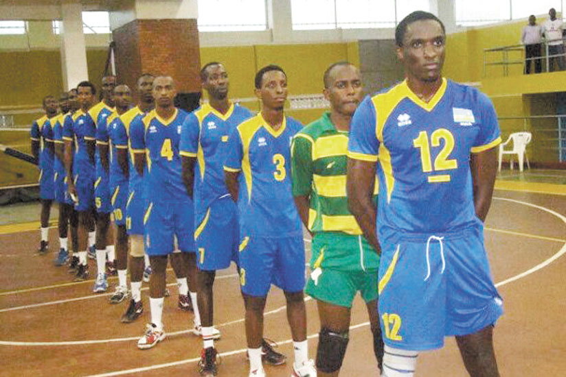 Christophe Mukunzi (#12) will lead the national senior volleyball team in the forthcoming Zone V tournament. (File)