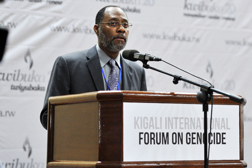 Dr Gallimore addresses the Kigali International Genocide Forum. He says he has rallied for Rwanda being the final home of the archives. (File)