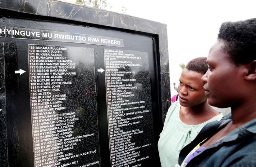 Survivors check for names of their relatives at Rebero memorial centre. (File)