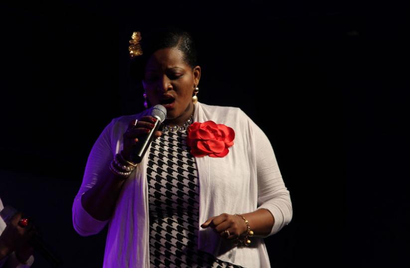 Aline Gahongayire sings during a past event. (File)
