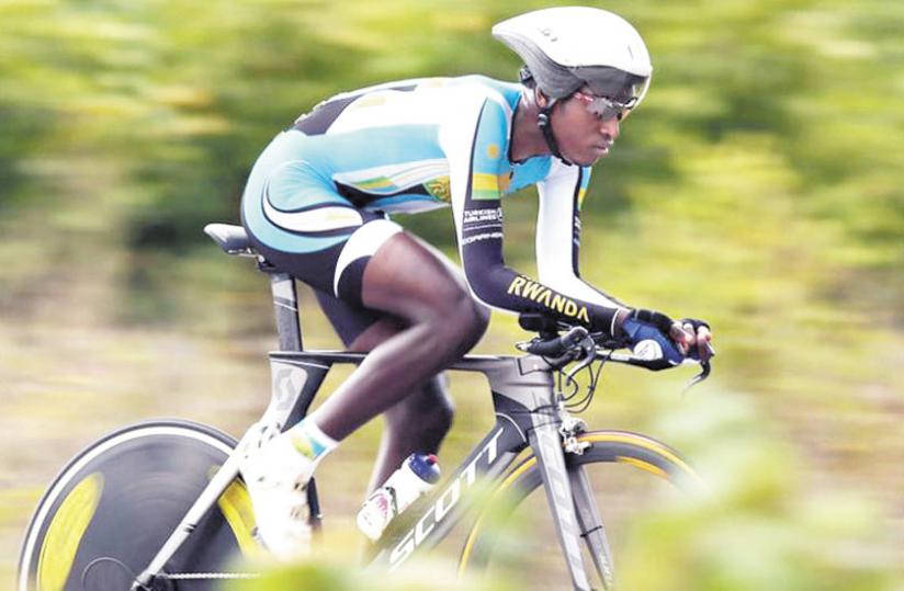 Ndayisenga, seen here competing in last year's UCI World Championships in Spain, finished in 21st  in the road race on Saturday. (Courtesy)