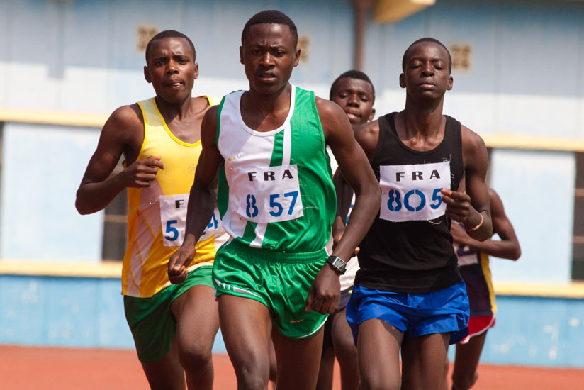 James Sugira (#857), seen here competing in last year's national youth championship, will lead Rwanda's quest for medals in athletics. (T. Kisambira)