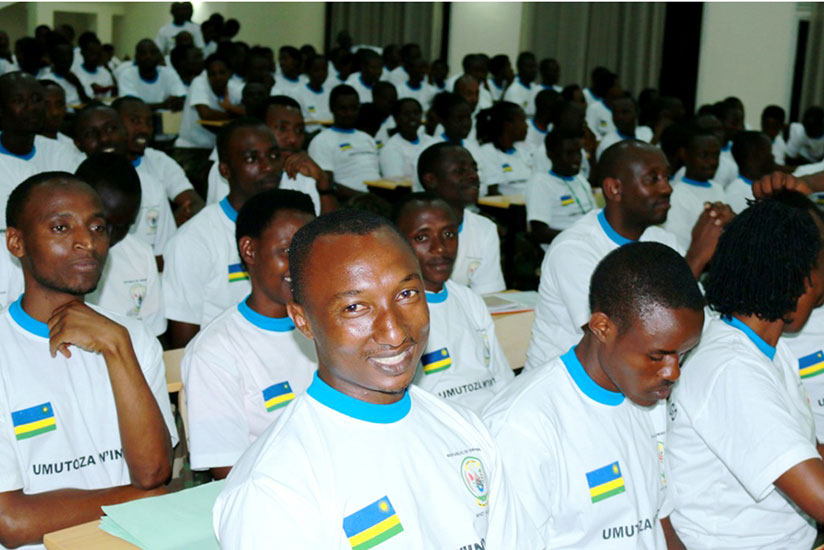 Some of youth leaders from across Kigali at the closure of  Itorero in Rulindo. (Jean d'Amour Mbonyinshuti)