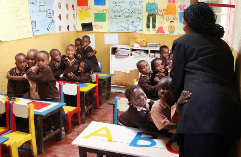A nursery school teacher with her pupils during an interactive session. (File)