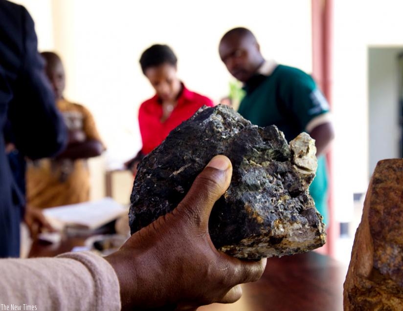 A piece of colterm mineral at a past mini expo in Kigali. (File)
