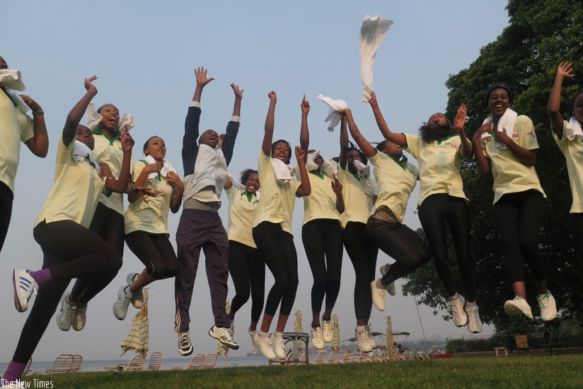 Miss Rwanda contestants during the morning drills in the boot camp. (D.Karemera)