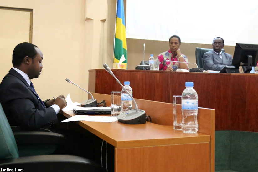 Minister Imena appear before the Senate on Thursday. (John Mbanda)