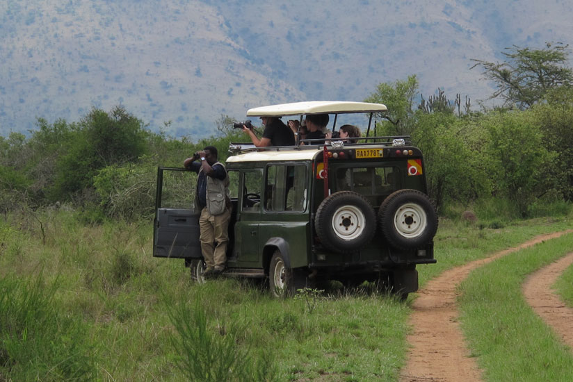 Kirenga leads a bird watching expedition in Akagera National Park. (Courtesy)
