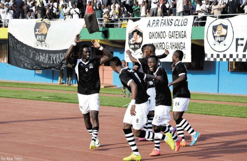 APR players celebrate after scoring the 3rd goal. (Sam Ngendahimana)