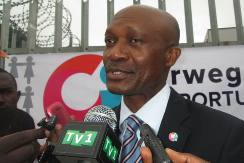 Chief Executive Office,Urwego Opportunity Bank Rwanda, Tineyi Mawocha speaks to the press.