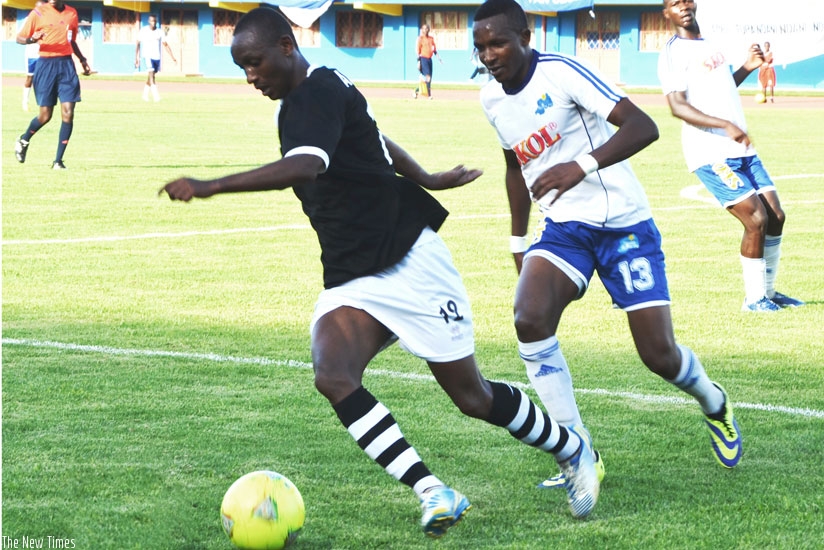Jean Claude Iranzi (left) set up three of the APR goals in the 4-0 win against bitter rivals Rayon Sports on Sunday. (Sam Ngendahimana)
