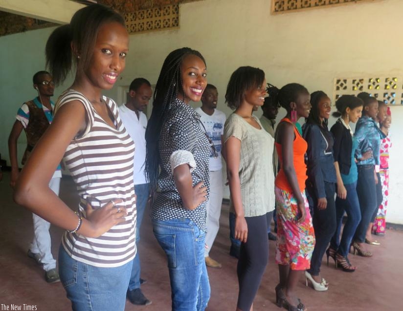 Contestants for Mr and Miss Mt. Kenya university beauty pageant during rehearsals recently. (Stephen Kalimba)