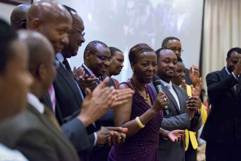 Ministers at the Ntare School fundraising on Friday. (Village Urugwiro)