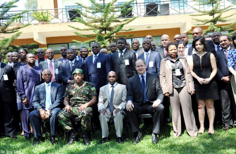 Representatives of the five regional forces for Peace Support Operations of the African Standby Force, in a group photo yesterday. (Courtesy)