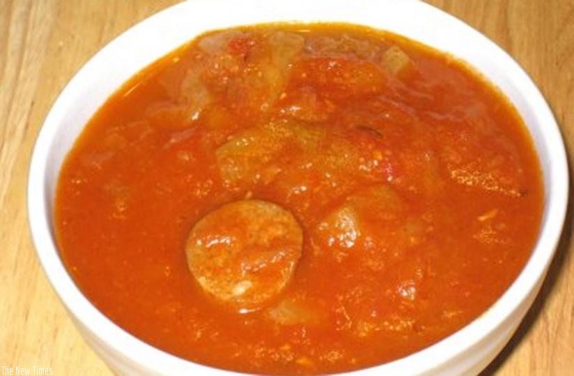 The soup goes well with crusty bread. 