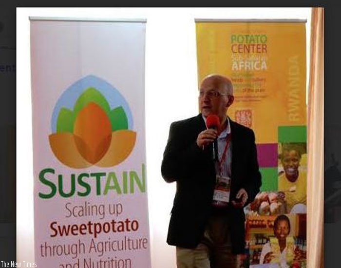 Heck speaks during the launch of the Sustain project in Kigali on Tuesday. (Courtesy)