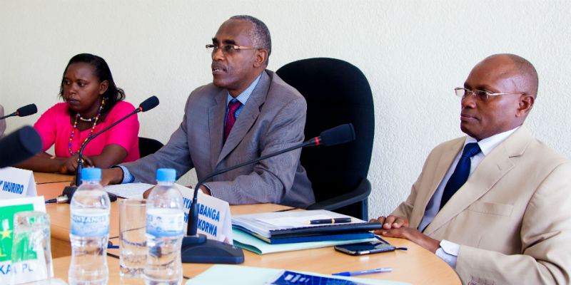 (L-R) Thacienne Uwimana, Assistant Spokesperson of NFPO; NFPO Spokesperson Alphonse Mukama Kayiranga and NFPO Secretary-General, Oswalde Burasanzwe. Doreen Umutesi 
