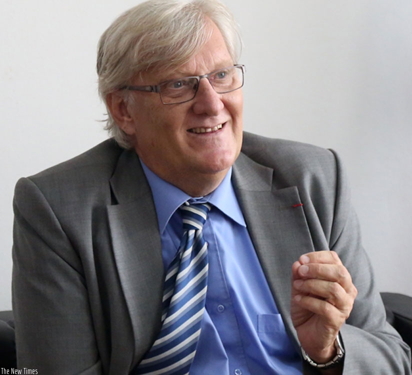 French Ambassador to Rwanda Michel Flesch addresses Journalists on Thursday. (John Mbanda)