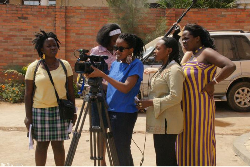 Young women during a filmmaking workshop in Kigali . (Net)