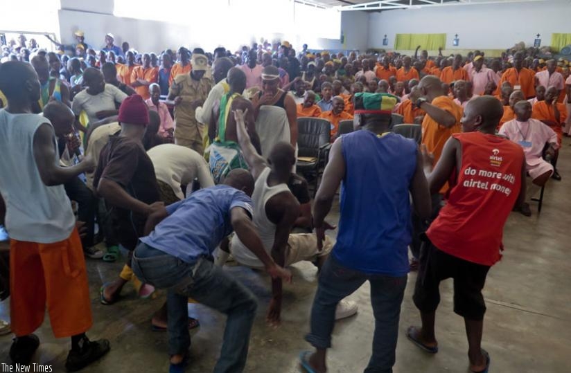 Inmates take to the dance floor as music plays. (Stephen Kalimba)