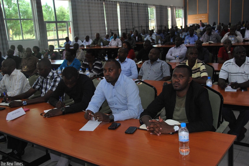 Some of the officials at the retreat in Gabiro attend a session yesterday. (Courtesy)
