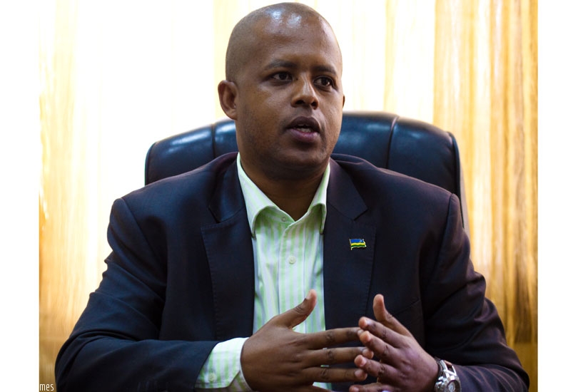 Gasana speaks during the interview with The New Times last week. (Timothy Kisambira)