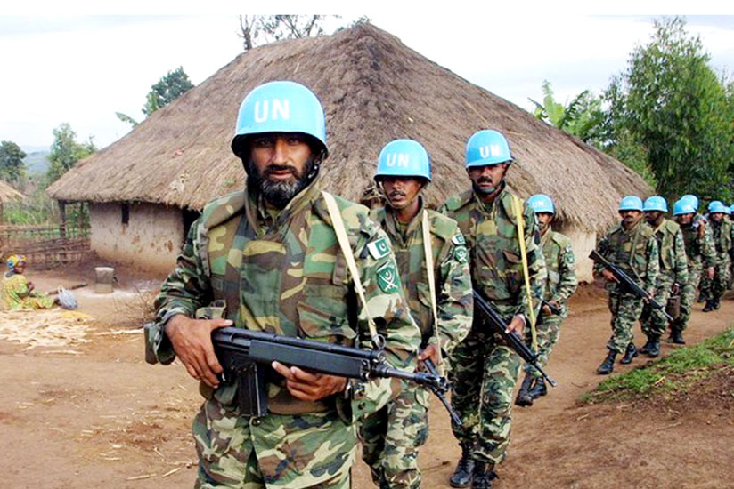 Pakistani peacekeepers serving under a UN mandate patrol a village in eastern DR Congo. (Net)