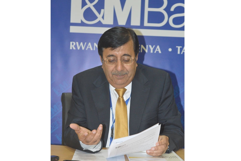Anand speaks during the press briefing on Friday. He said I&M Bank will focus on e-banking and network expansion this year. (Solomon Asaba)