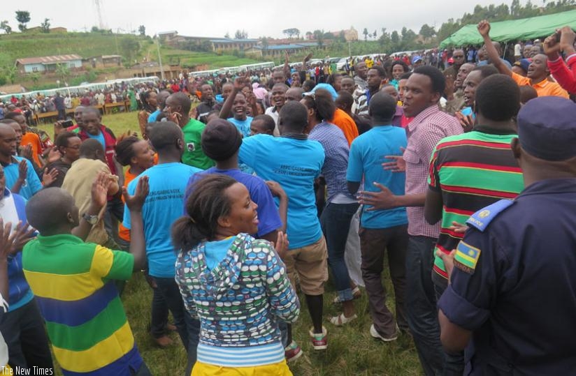 Cyanika Sector residents, students and other participants attend  the function yesterday. (Emmanuel Ntirenganya)