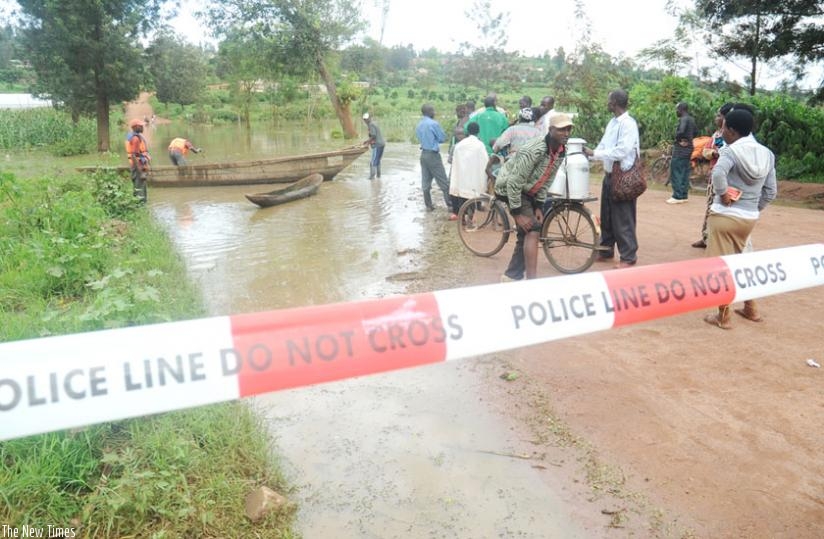 A river bank burst, flooding the road to Masaka in the outskirts of Kigali in 2012. (File)