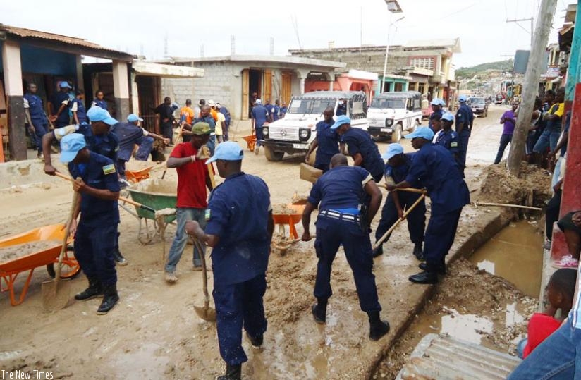RNP peacekeepers doing community work in Haiti on Monday. (Courtesy)