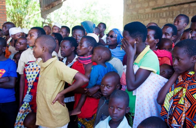 Some of the Burundian refugees at the transit center in Gashora, Bugesera District last week. (Doreen Umutesi)