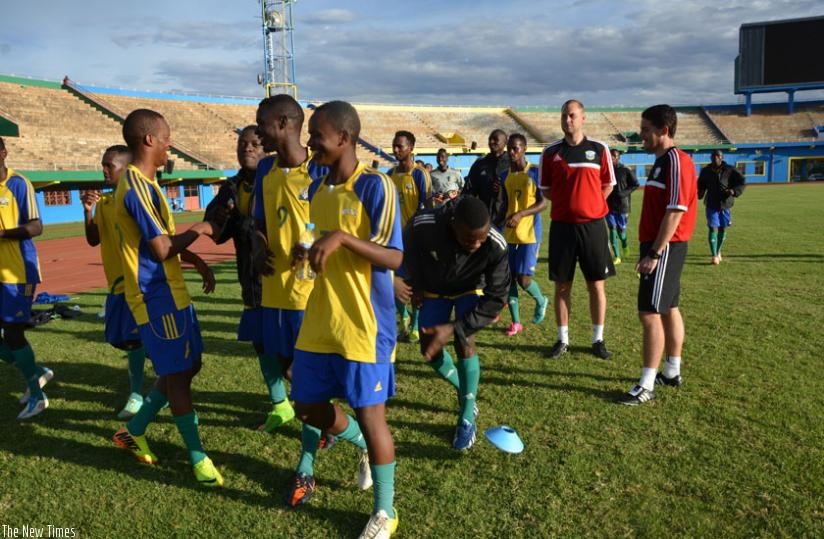 Amavubi train recently before a friendly against Zambia. The wasps will not take part in the CHAN 2016 qualifiers because Rwanda are the hosts. (Sam Ngendahimana)