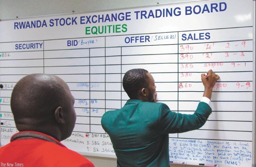 David Mitali, a trading manager at RSE, records deals at a recent session. The bourse performed minimally in Q1 compared to the same period last year.